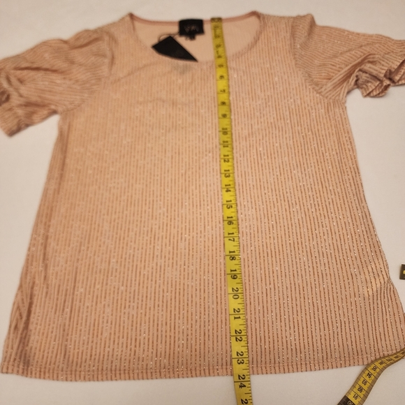 Pink Shimmery Ruffle Sleeve Blouse Size S - Picture 9 of 12